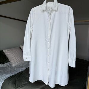 NWT Rachel Zoe Trapeze White Shirt Dress XS Button-Up Long Sleeve Poplin Classic
